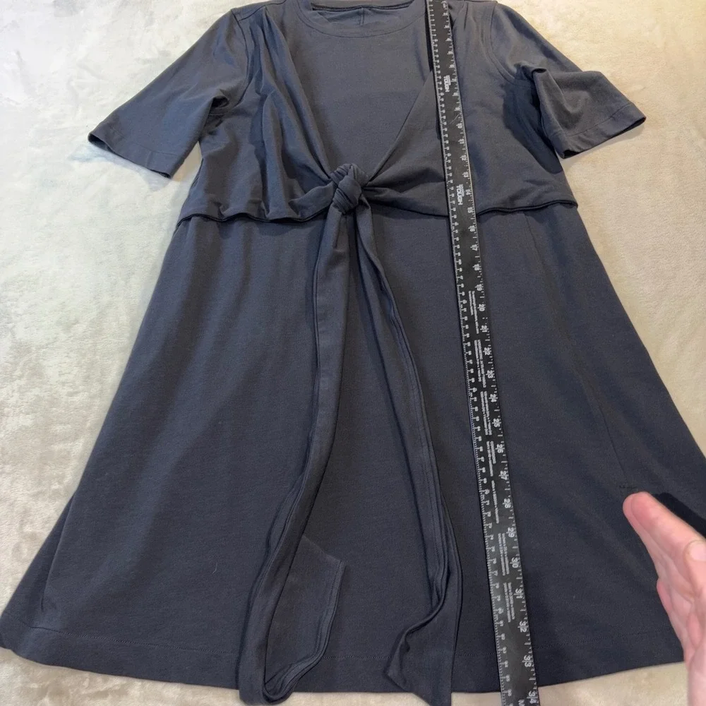Lululemon Cotton Wrap-Front T-Shirt Dress Black Tie Front Short Sleeve Size 6